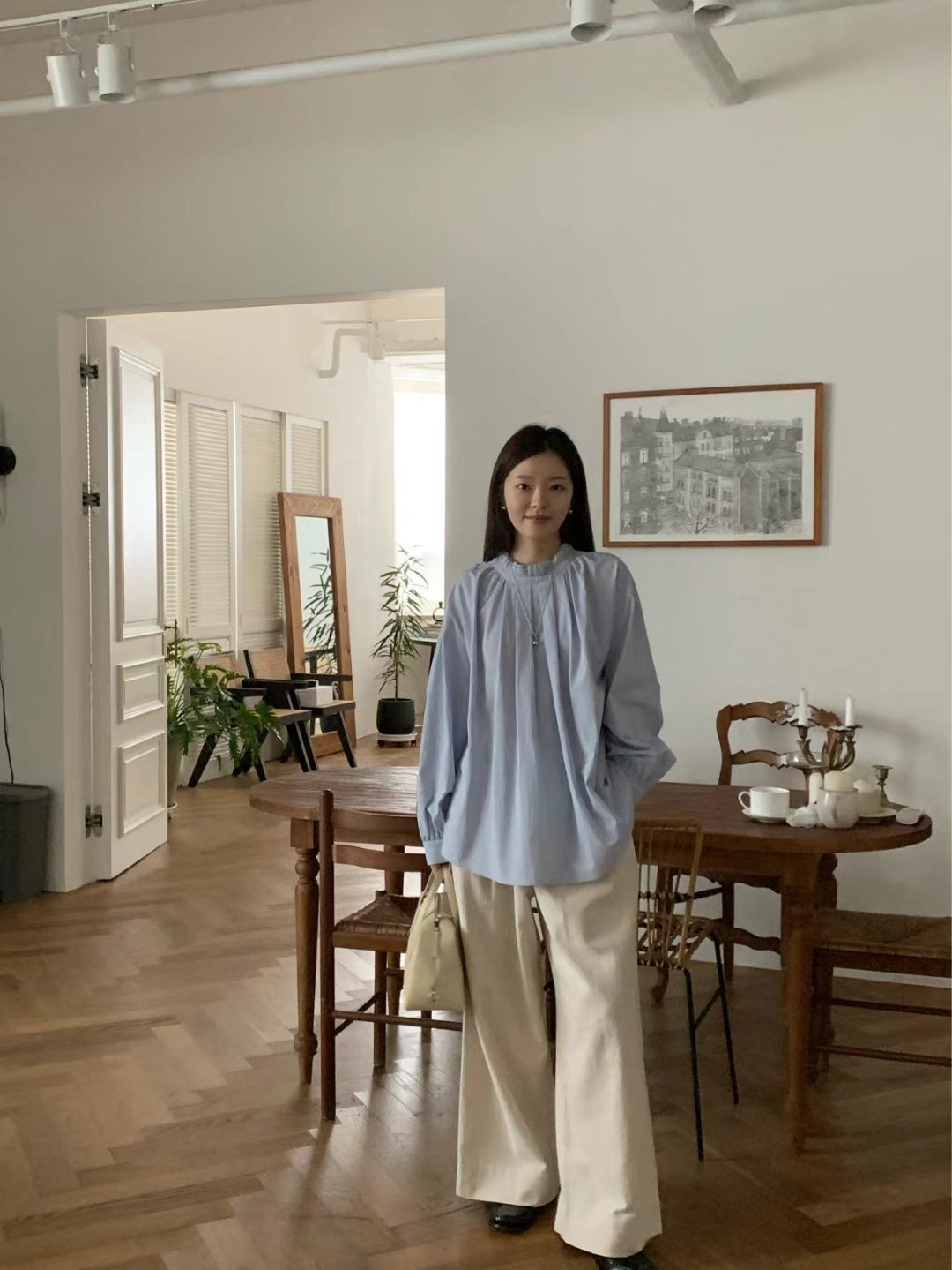 LUNE___韓國直郵女裝新品職業熱賣24秋冬休閑時尚襯衫蕾絲衫BROTE襯衫/蕾絲衫