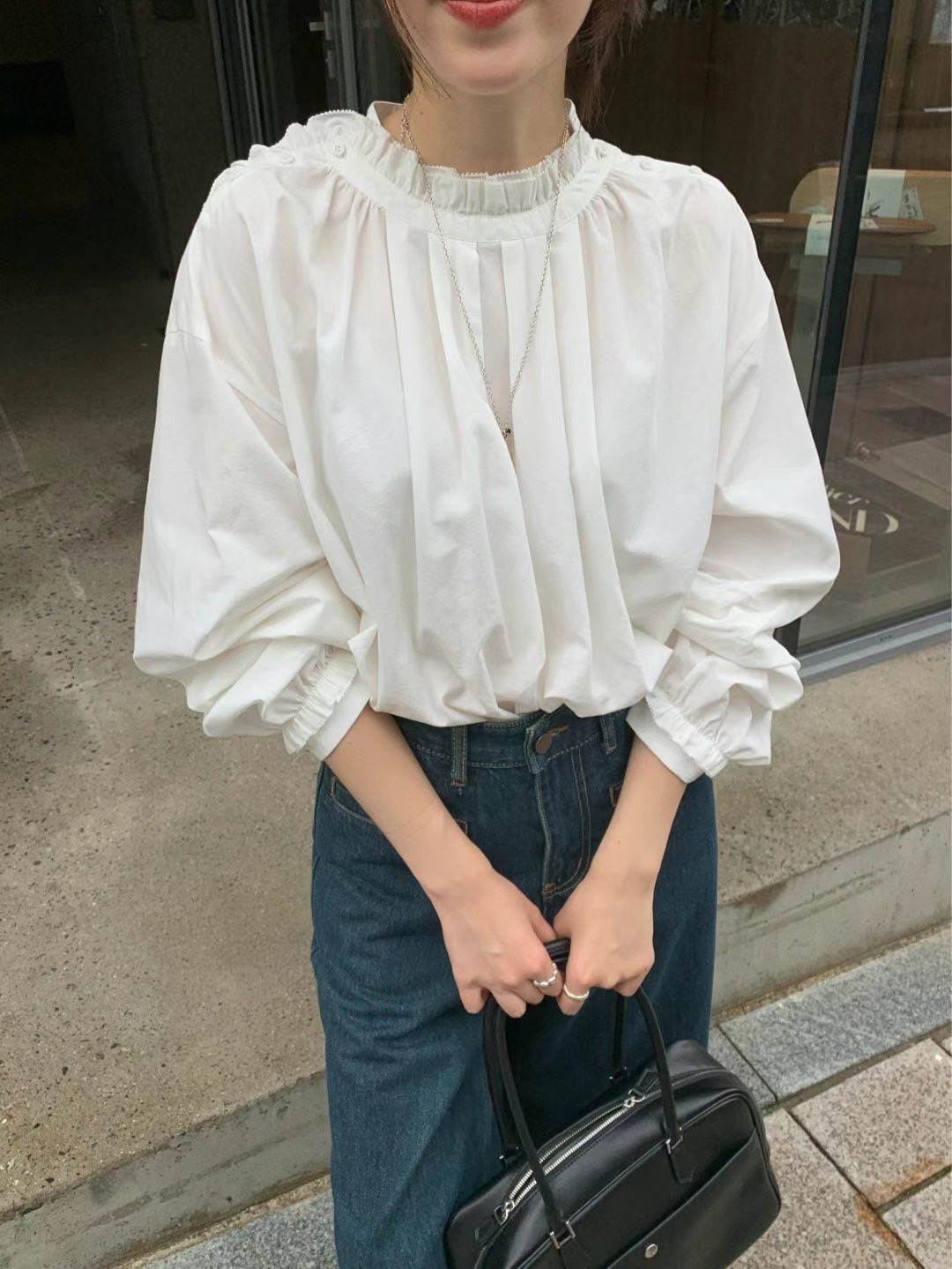 LUNE___韓國直郵女裝新品職業熱賣24秋冬休閑時尚襯衫蕾絲衫BROTE襯衫/蕾絲衫圖色3
