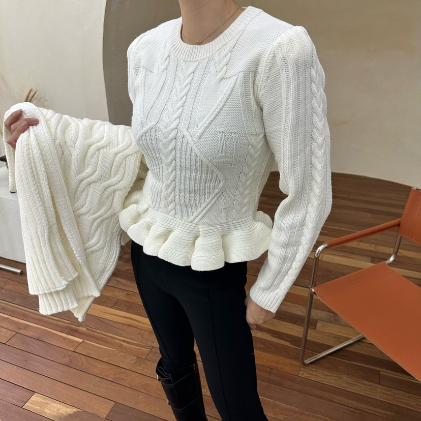 SOUIT by mabel/MABEL直郵韓國代購女裝新品人氣針織衫褶邊針織SOUIT by mabel-Q針織衫