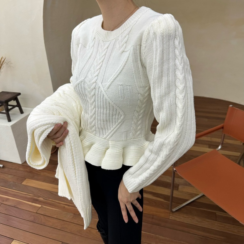 SOUIT by mabel/MABEL直郵韓國代購女裝新品人氣針織衫褶邊針織SOUIT by mabel-Q針織衫