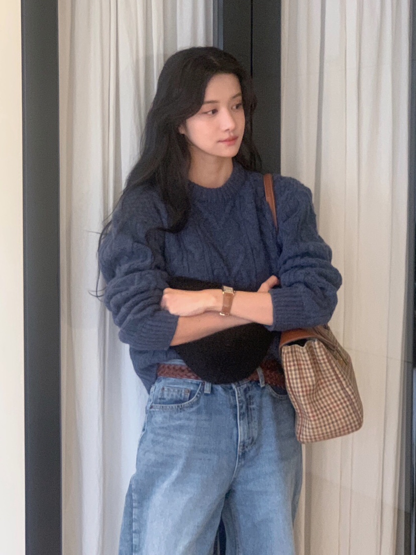 OBJET韓國直郵女裝新款職業真品推薦時尚熱賣休閑24秋冬毛衣羊毛love us u/OBJET毛衣