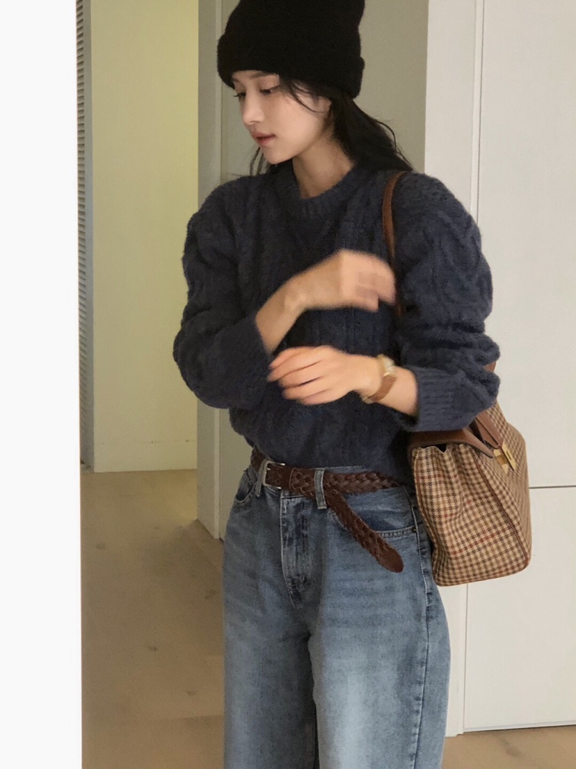 OBJET韓國直郵女裝新款職業真品推薦時尚熱賣休閑24秋冬毛衣羊毛love us u/OBJET毛衣圖色3