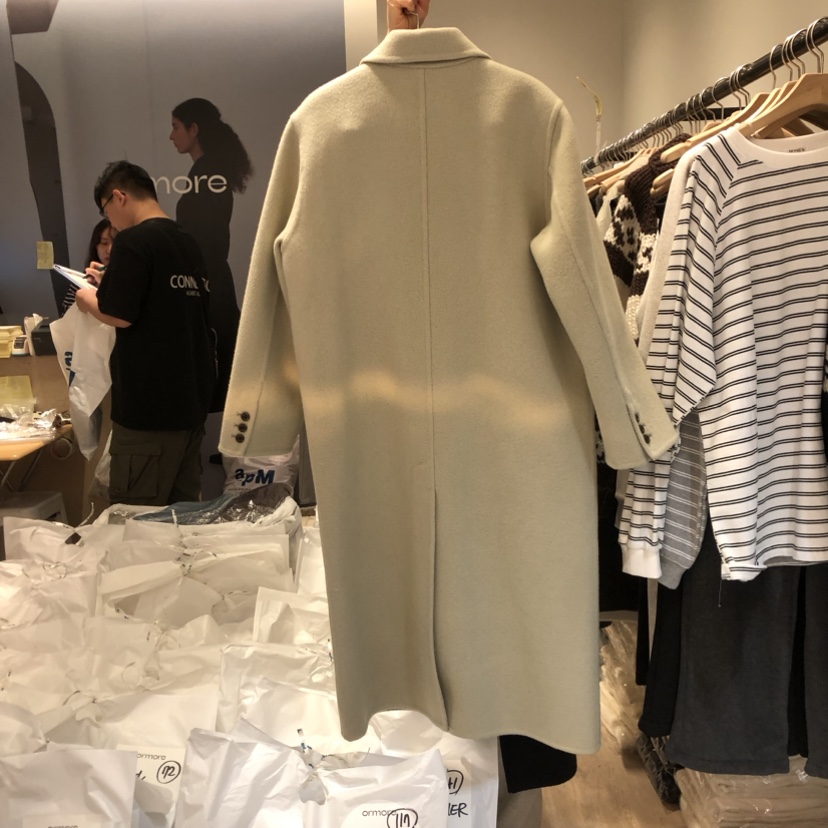 ormore韓國直郵東大門代購女裝新款人氣中長款大衣手工制作ORMORE中長款大衣