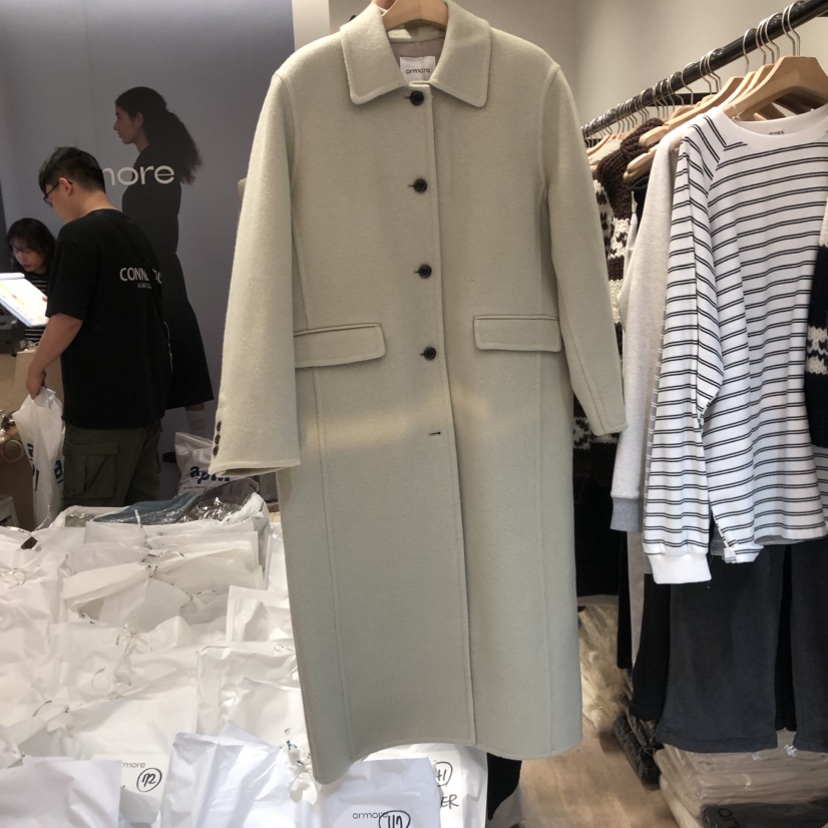 ormore韓國直郵東大門代購女裝新款人氣中長款大衣手工制作ORMORE中長款大衣圖色1