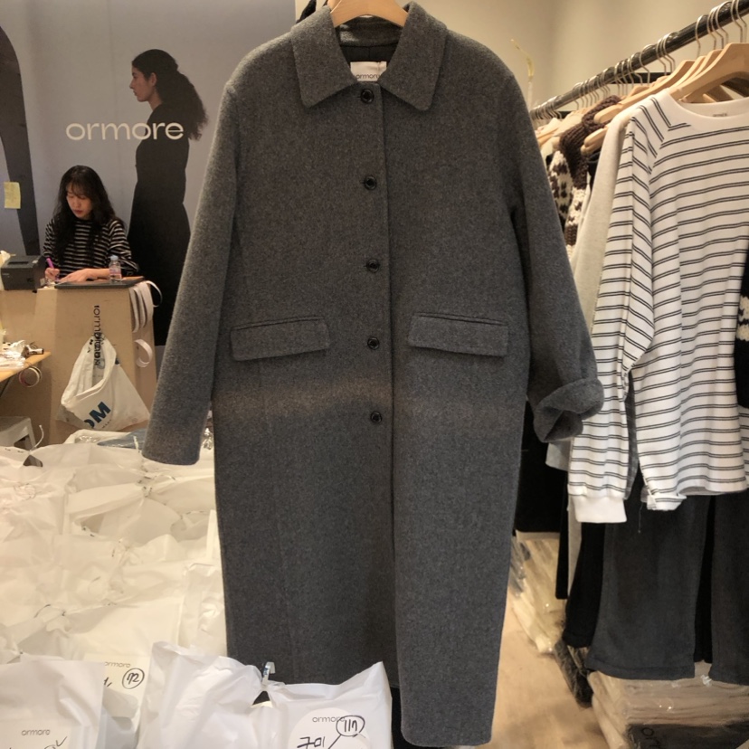 ormore韓國直郵東大門代購女裝新款人氣中長款大衣手工制作ORMORE中長款大衣圖色2