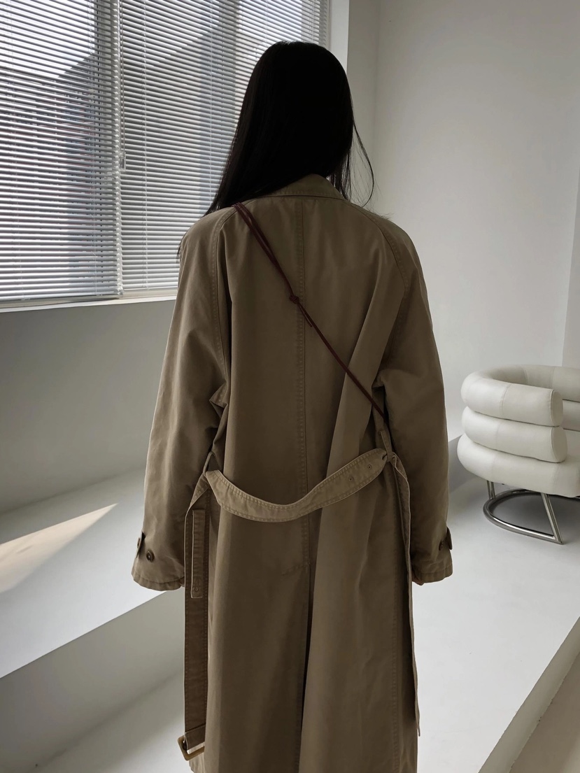 CURVY直郵韓國代購女裝新款職業人氣熱賣休閑長款風衣含腰帶CURVY長款風衣