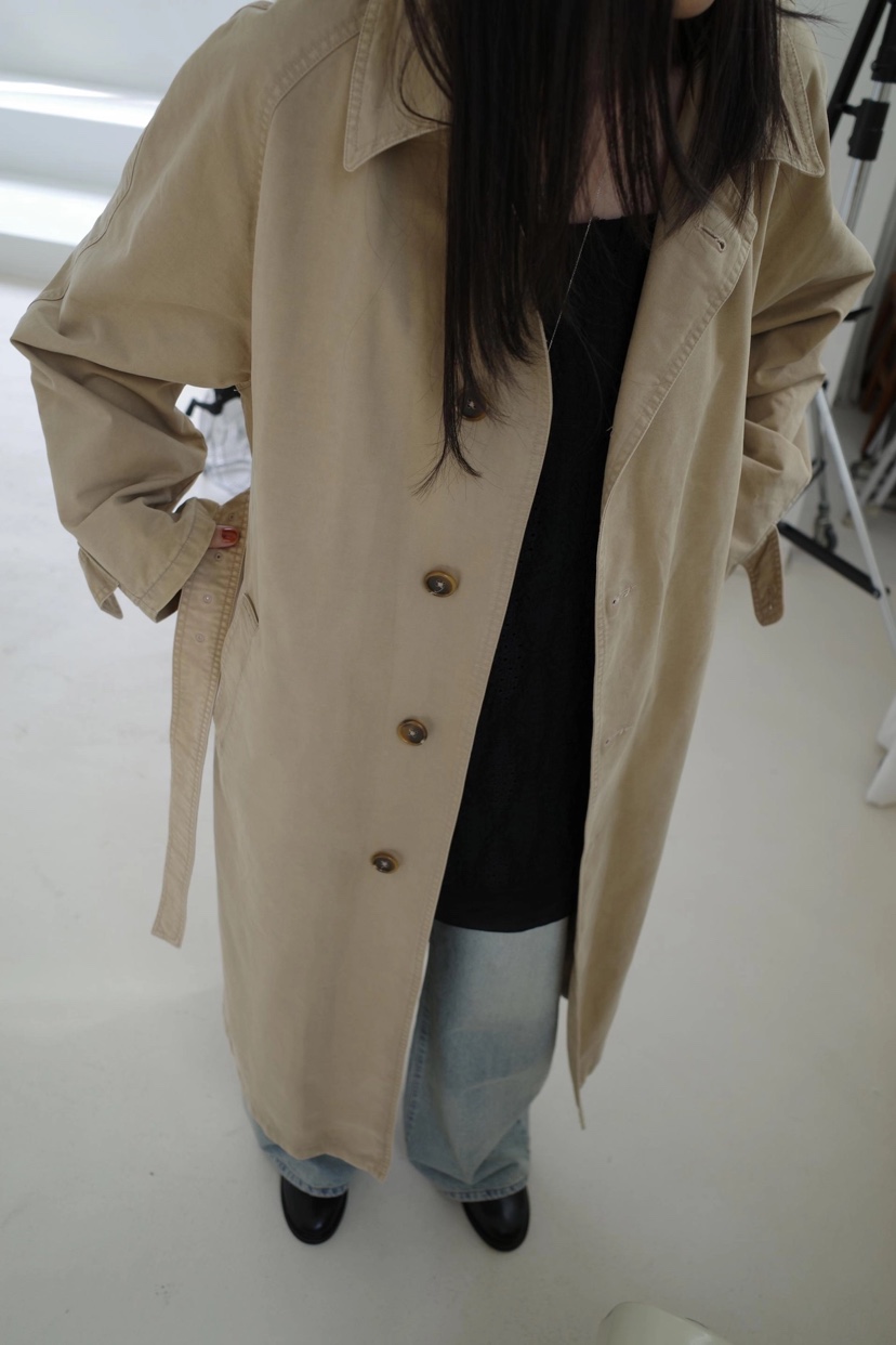 CURVY直郵韓國代購女裝新款職業人氣熱賣休閑長款風衣含腰帶CURVY長款風衣