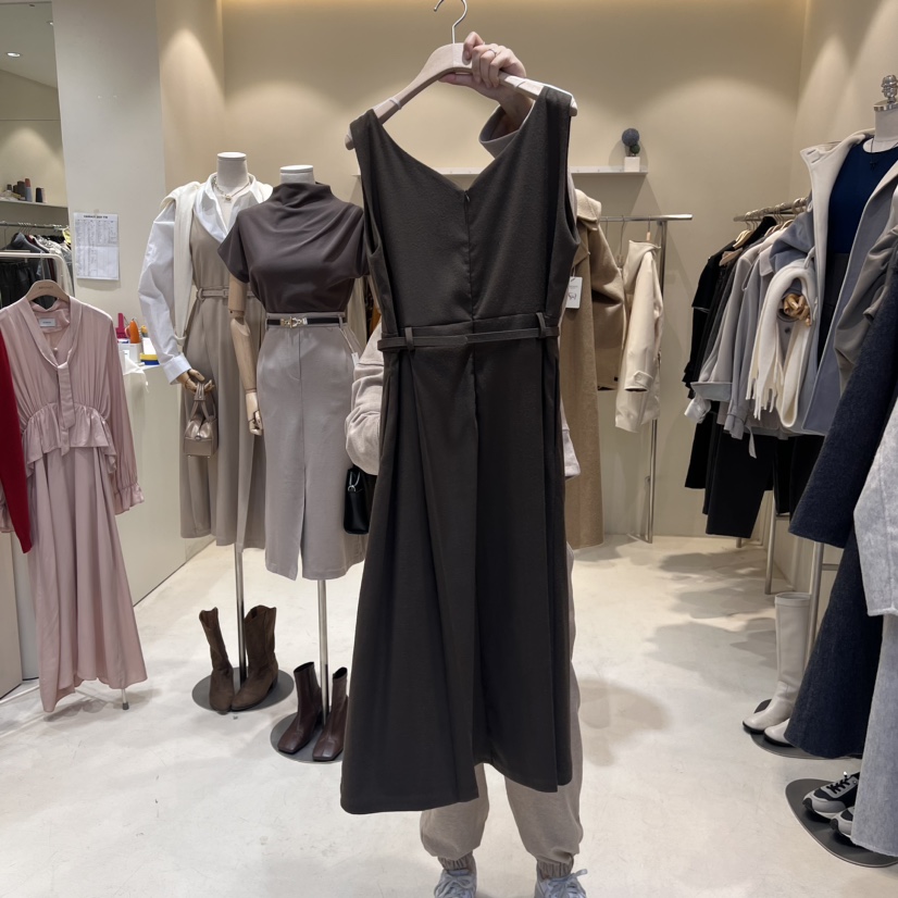 HANNA21直郵韓國代購女裝新款人氣24秋冬連衣裙含腰帶褶皺HANNA21連衣裙