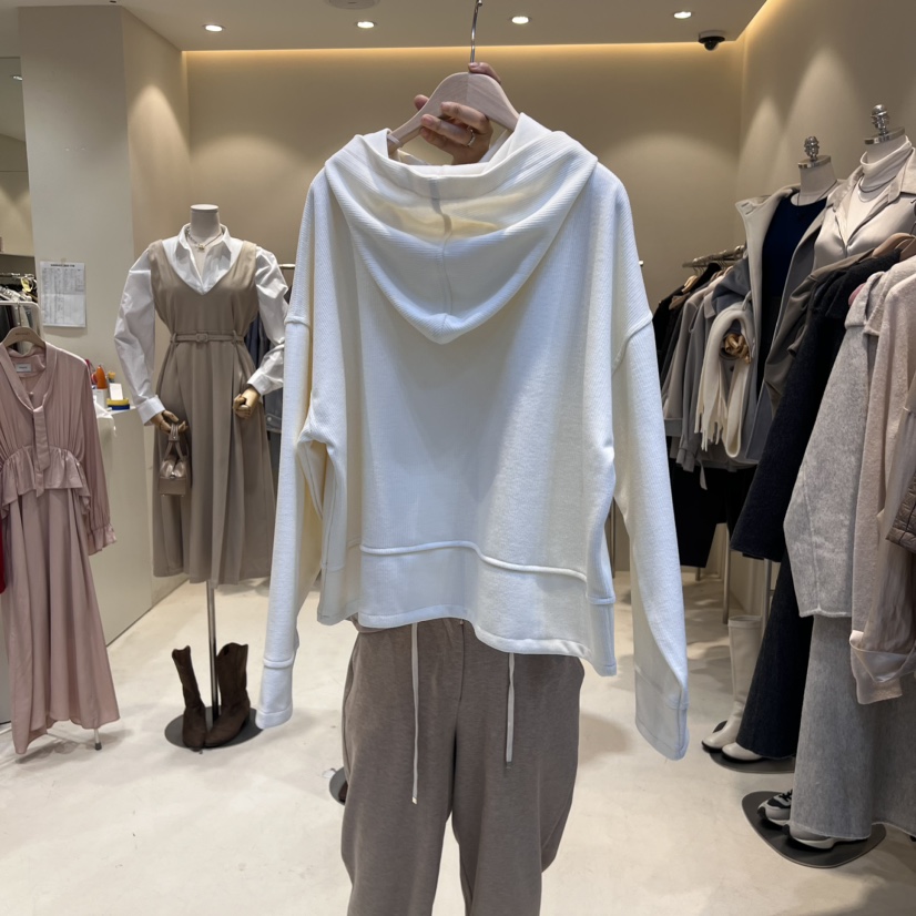 HANNA21直郵韓國代購女裝新款熱賣推薦24秋冬衛衣奶油色兜帽HANNA21衛衣