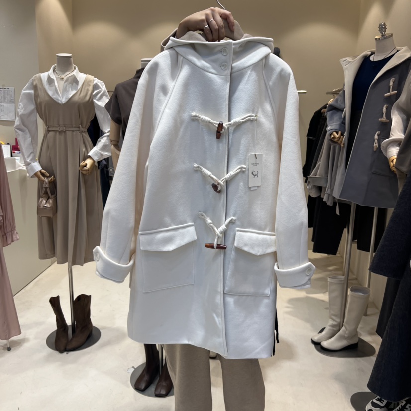 HANNA21直郵韓國代購女裝新品人氣職業熱賣中長款大衣連帽HANNA21中長款大衣圖色2