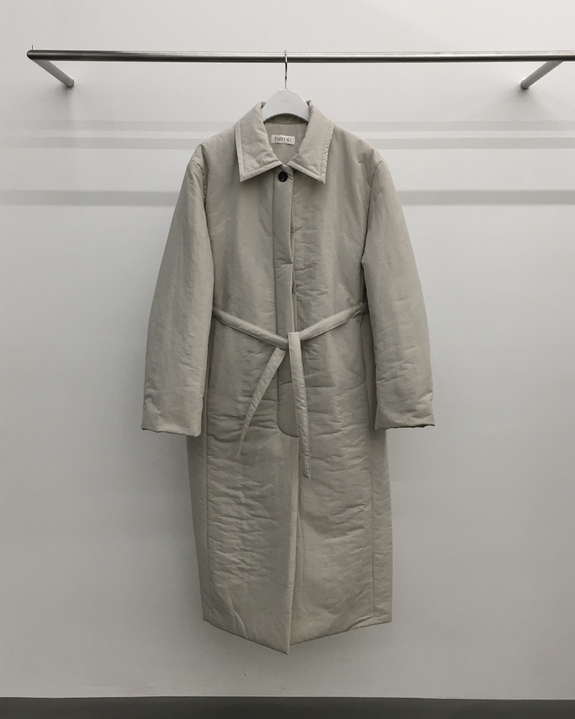 hemp韓國直郵東大門實拍女裝新品真品24秋冬長款棉服含腰繩填充hemp長款棉服