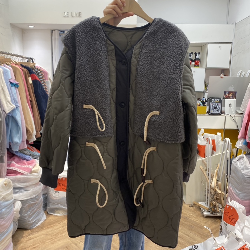 DE LINE韓國直郵東大門實拍女裝新款熱賣職業人氣長款棉服DE LINE長款棉服圖色2