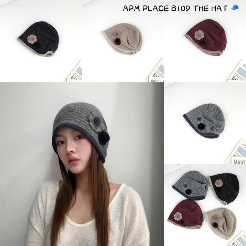 THE HAT韓國直郵東大門代購女裝新品24秋冬熱賣帽子褶皺THE HAT帽子