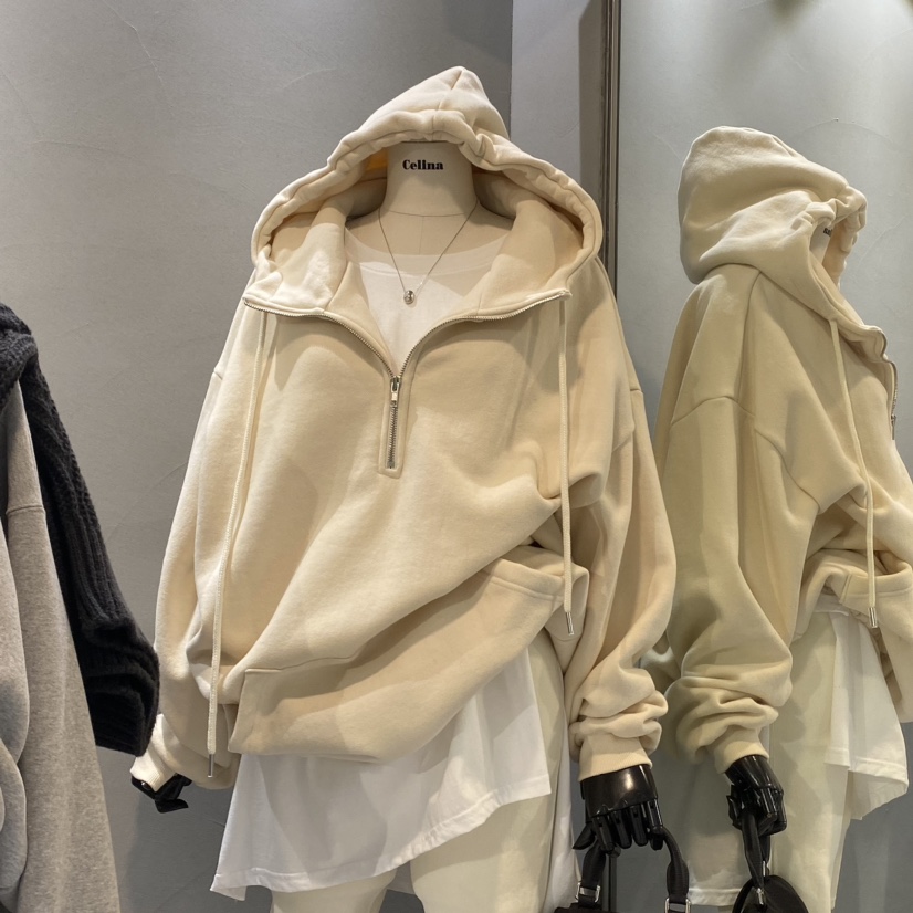 CELI_NA直郵韓國代購女裝新品時尚推薦24秋冬衛衣加絨高領連帽CELI_NA衛衣圖色1