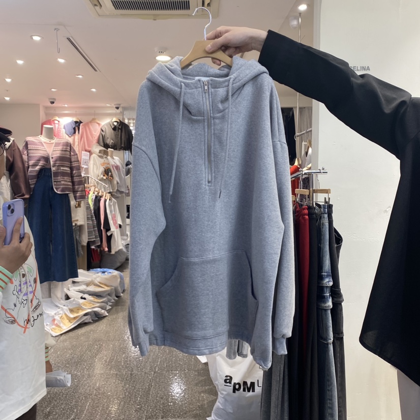 CELI_NA直郵韓國代購女裝新品時尚推薦24秋冬衛衣加絨高領連帽CELI_NA衛衣圖色2
