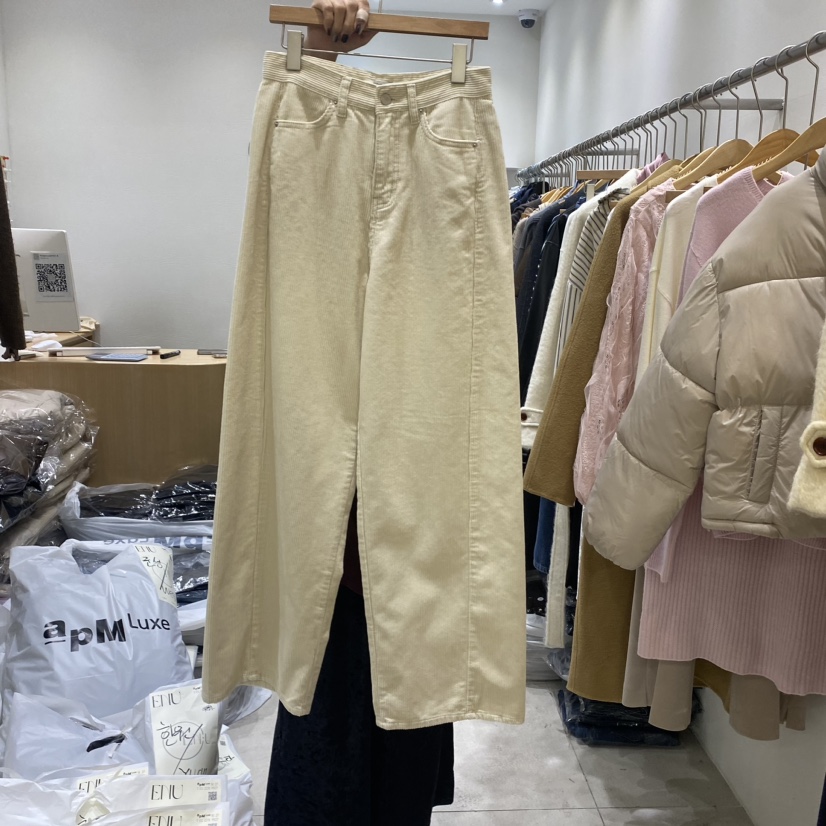 EN.U韓國直郵東大門代購女裝新品真品休閑職業休閑褲燈芯絨EN.U休閑褲圖色1