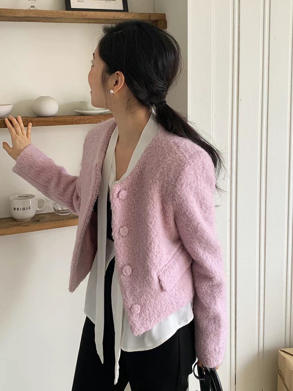 JUNO韓國直郵東大門代購女裝新款休閑熱賣推薦時尚夾克羊毛JUNO夾克
