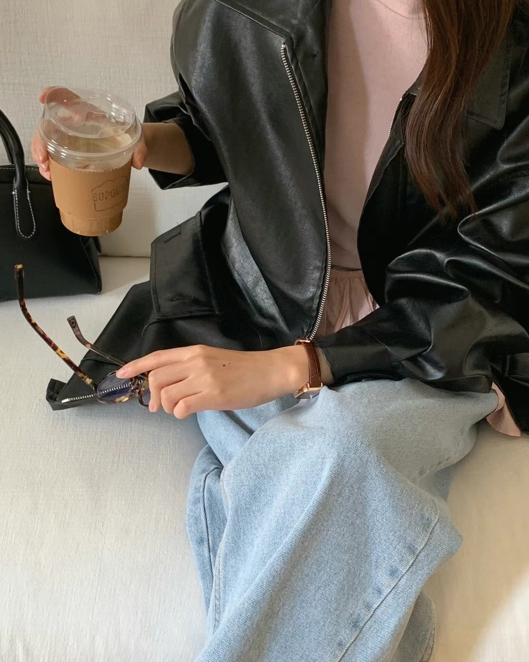 JUNO直郵韓國代購女裝新款休閑熱賣人氣推薦職業24秋冬夾克皮革JUNO夾克