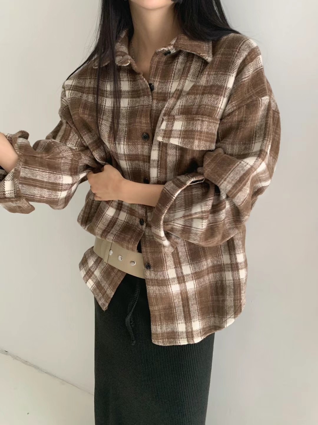 GROW直郵韓國代購女裝新品24秋冬真品休閑時尚襯衫蕾絲衫GROW/WHERE'LL襯衫/蕾絲衫