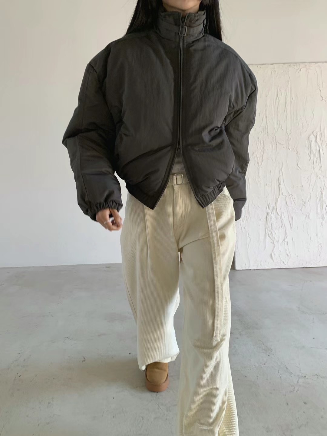 GROW韓國直郵東大門實拍女裝新品熱賣職業推薦真品短款棉服GROW/WHERE'LL短款棉服