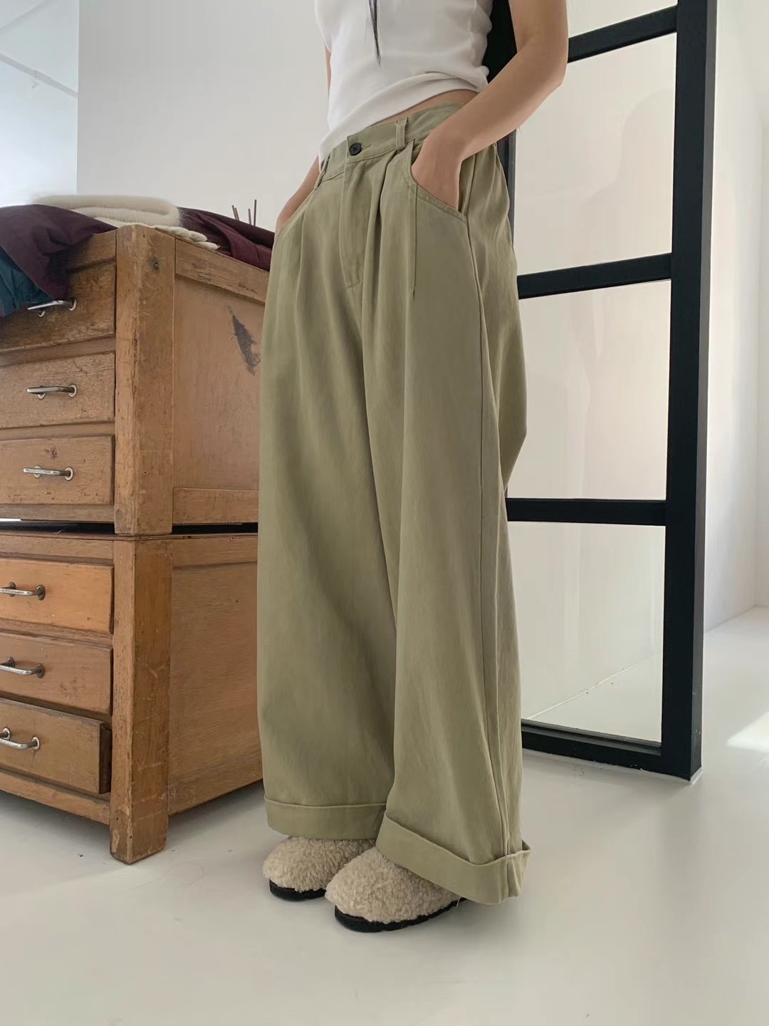 GROW直郵韓國代購女裝新款時尚真品24秋冬推薦休閑休閑褲GROW/WHERE'LL休閑褲
