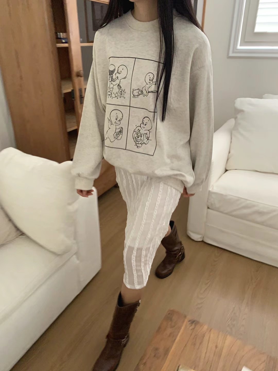 GROW韓國直郵東大門實拍女裝新品休閑24秋冬半身裙中短裙GROW/WHERE'LL半身裙/中短裙