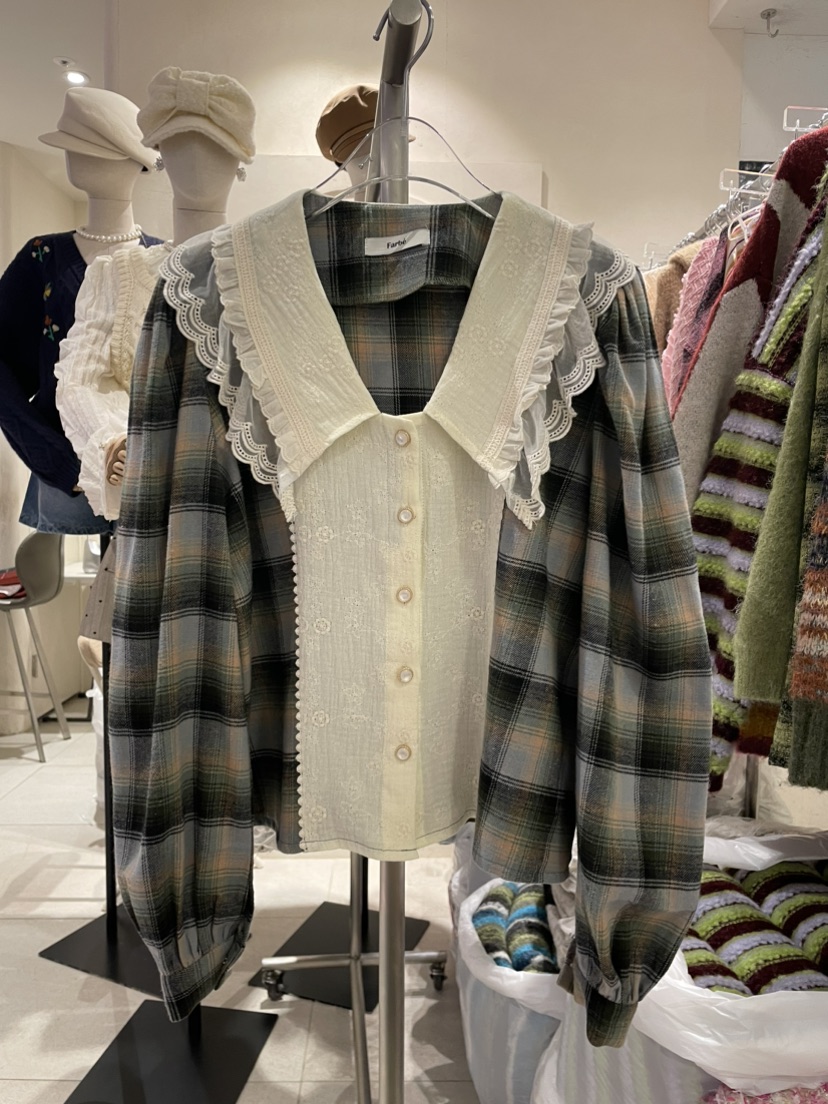 FARBE韓國直郵東大門實拍女裝新款熱賣24秋冬時尚襯衫蕾絲衫PLATFORM襯衫/蕾絲衫圖色1