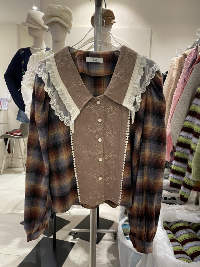 FARBE韓國直郵東大門實拍女裝新款熱賣24秋冬時尚襯衫蕾絲衫PLATFORM襯衫/蕾絲衫圖色2