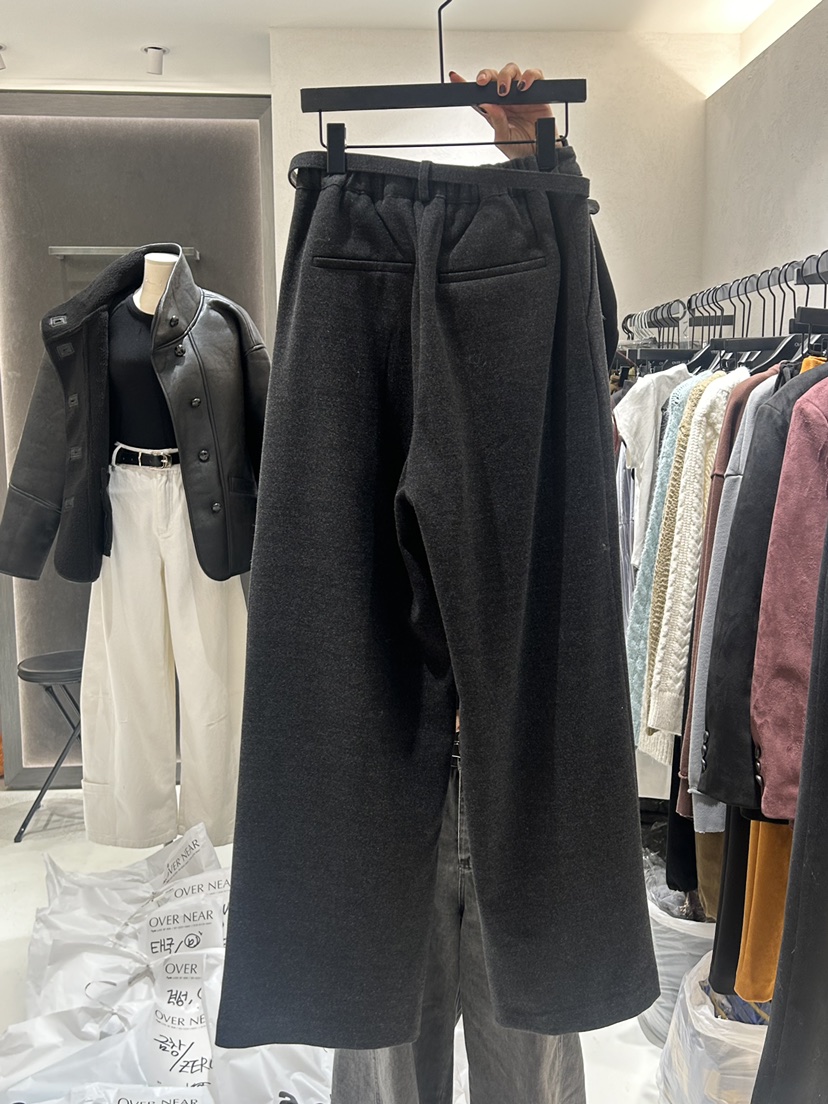NAME VALUE韓國直郵東大門代購女裝新品休閑休閑褲含腰帶羊毛OVER NEAR休閑褲