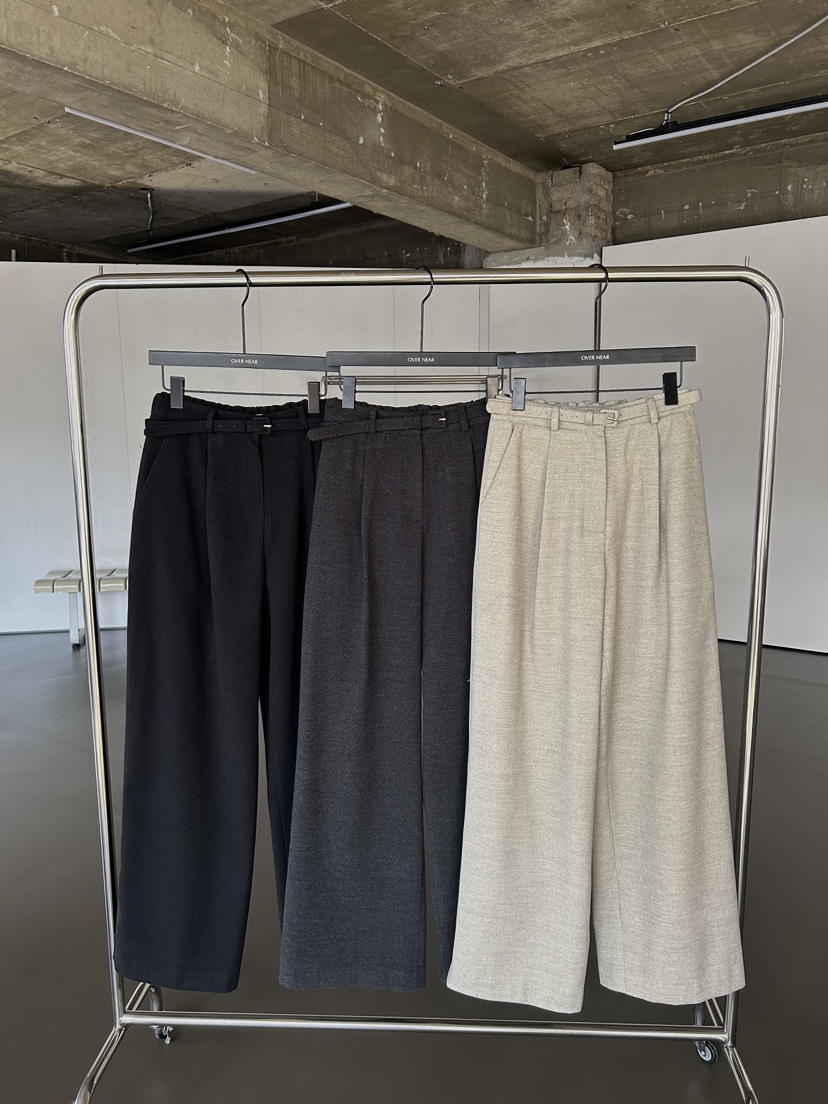 NAME VALUE韓國直郵東大門代購女裝新品休閑休閑褲含腰帶羊毛OVER NEAR休閑褲