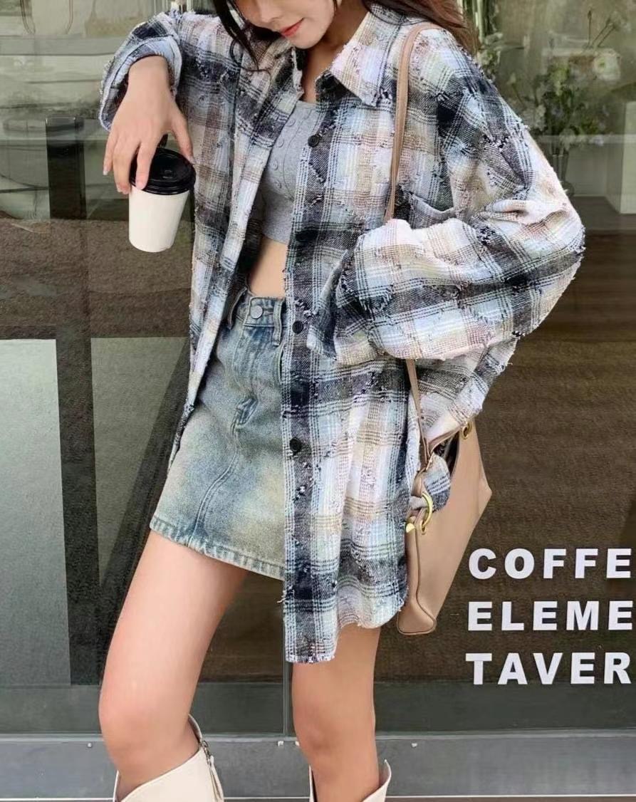 BARCODE韓國直郵女士新品推薦24秋夏職業人氣休閑襯衫蕾絲衫BARCODE襯衫/蕾絲衫