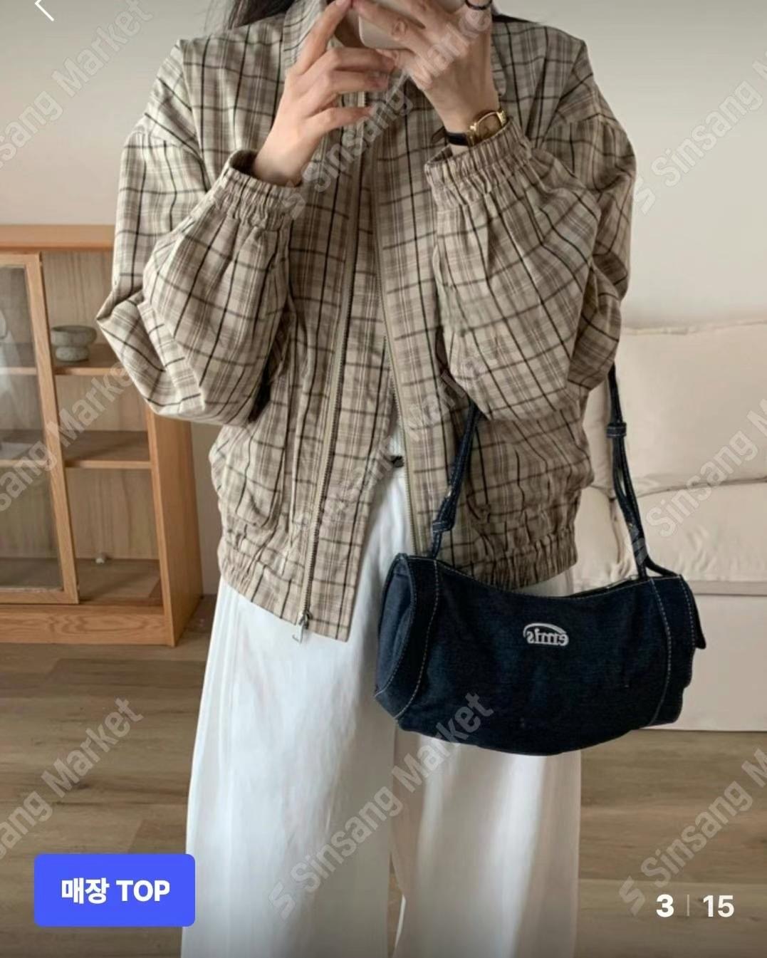 BARCODE東大門直郵女士新款休閑人氣推薦職業24秋夏夾克格紋BARCODE夾克