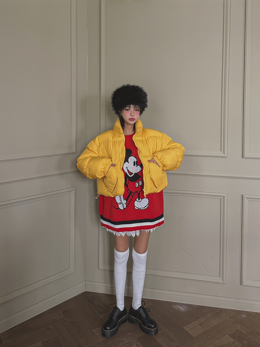 Our Wave/Our Room韓國直郵女士新款職業短款棉服口袋填充Our Wave/Our Room短款棉服