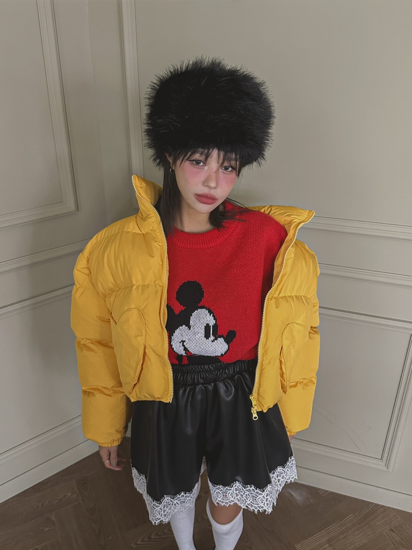 Our Wave/Our Room韓國直郵女士新款職業短款棉服口袋填充Our Wave/Our Room短款棉服