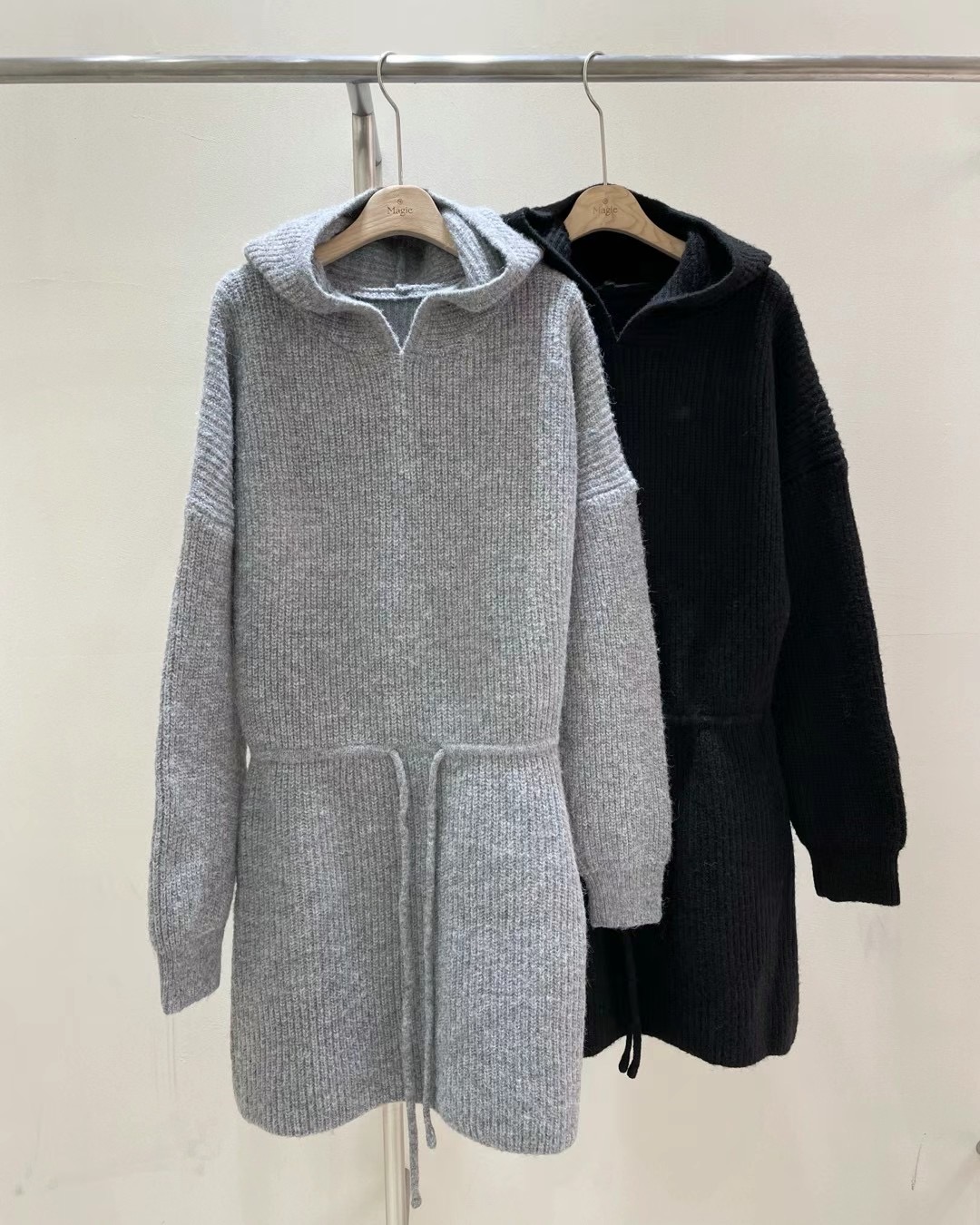 Magie韓國直郵東大門代購女裝新款職業推薦休閑連衣裙羊毛連帽Magie連衣裙