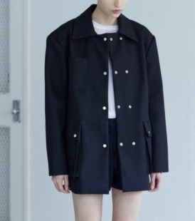 PAZ韓國直郵女裝新品熱賣24秋冬人氣職業推薦短款大衣皮革PAZ短款大衣圖色2