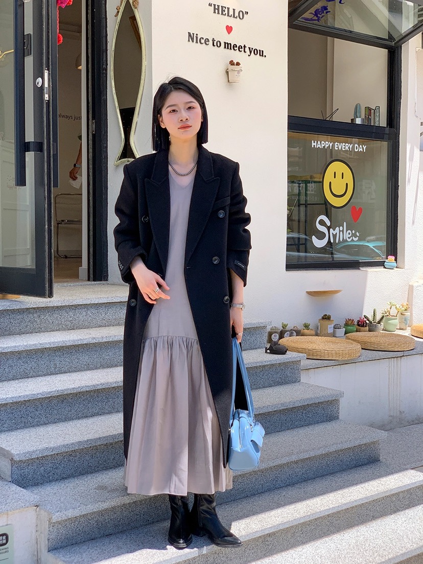 BANI BLUBH直郵韓國代購女裝新款24秋冬時尚推薦中長款大衣BANI BLUSH中長款大衣