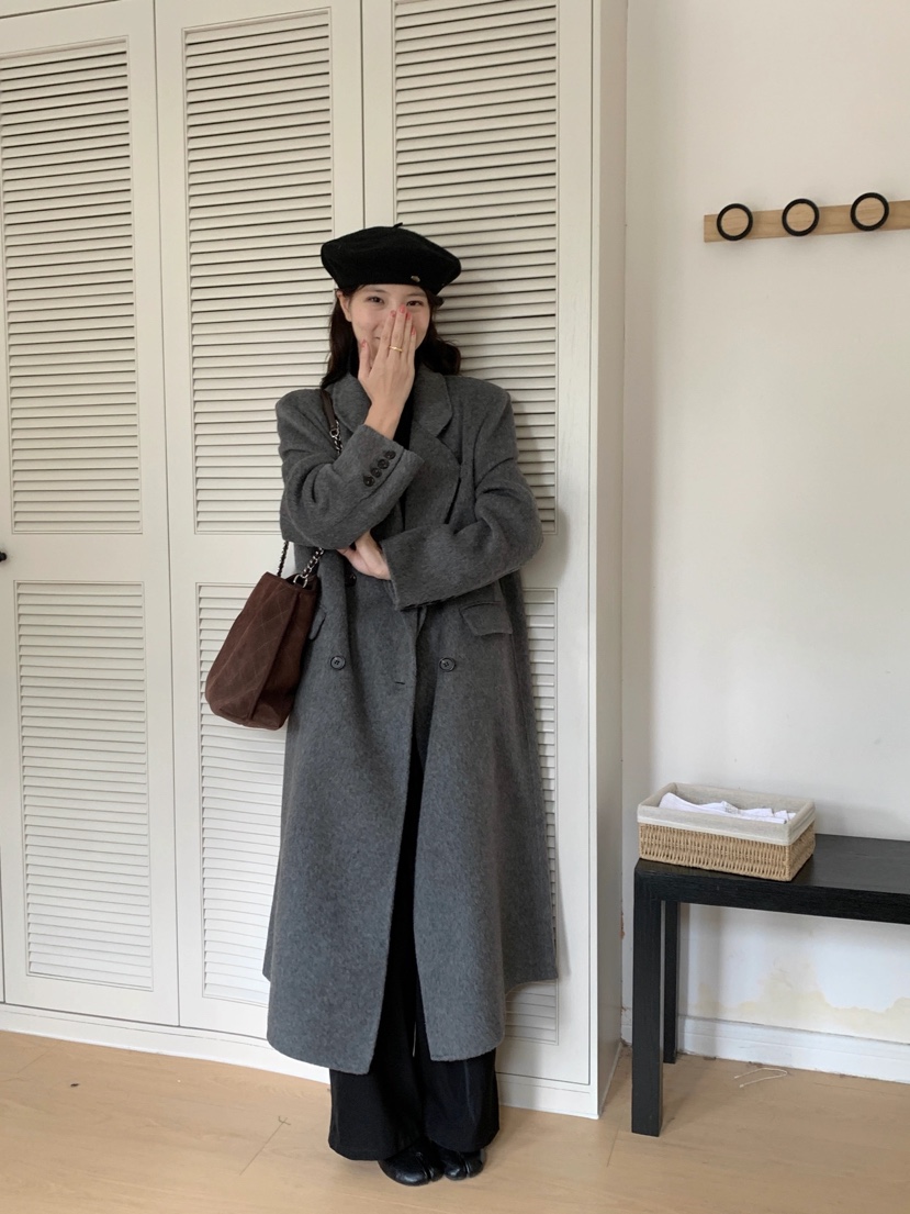 BANI BLUBH韓國直郵女裝新款時尚24秋冬熱賣休閑中長款大衣BANI BLUSH中長款大衣