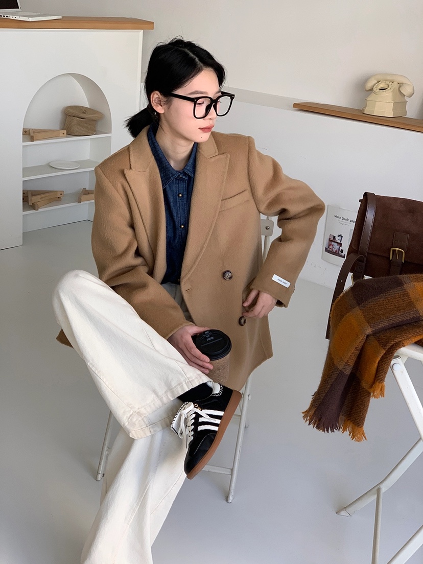 BANI BLUBH韓國直郵東大門實拍女裝新品真品休閑中長款大衣BANI BLUSH中長款大衣