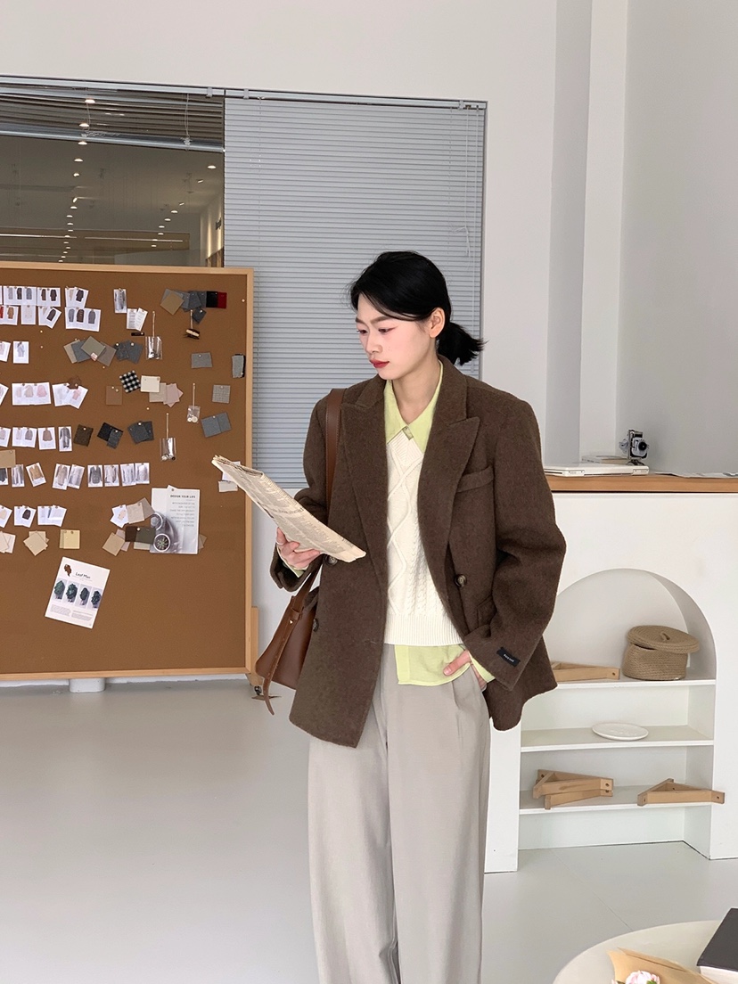 BANI BLUBH韓國直郵東大門實拍女裝新品真品休閑中長款大衣BANI BLUSH中長款大衣