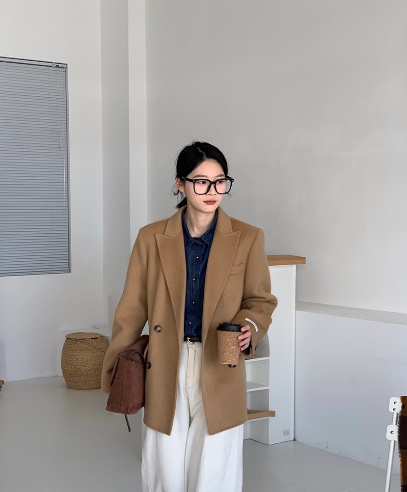 BANI BLUBH韓國直郵東大門實拍女裝新品真品休閑中長款大衣BANI BLUSH中長款大衣