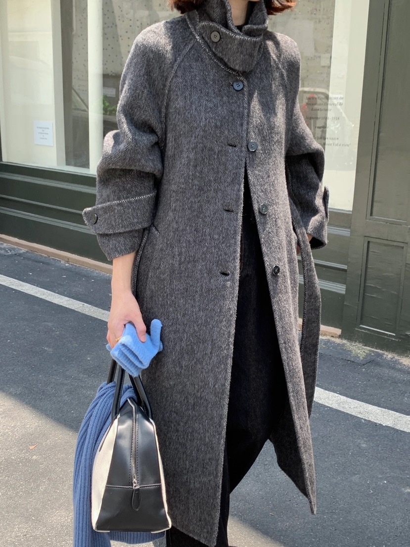 BANI BLUBH直郵韓國代購女裝新款24秋冬推薦職業中長款大衣BANI BLUSH中長款大衣