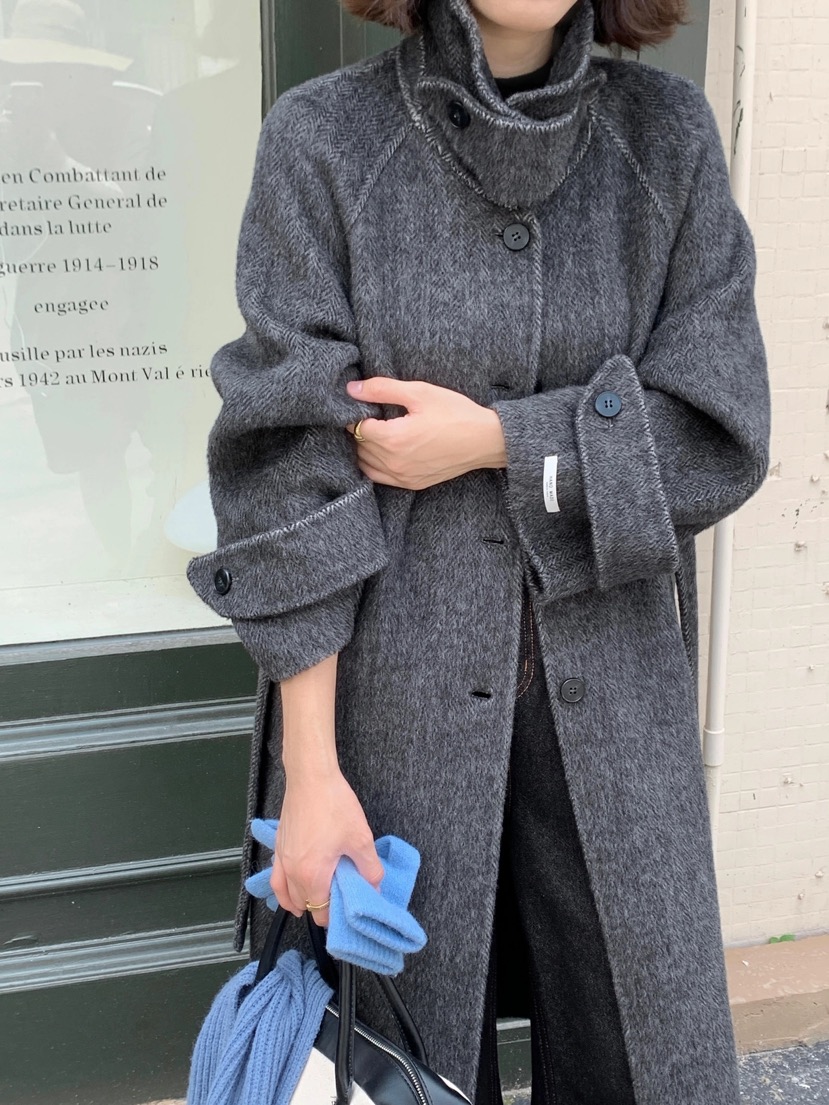 BANI BLUBH直郵韓國代購女裝新款24秋冬推薦職業中長款大衣BANI BLUSH中長款大衣