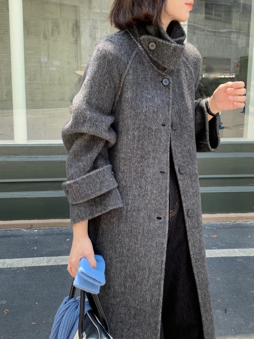 BANI BLUBH直郵韓國代購女裝新款24秋冬推薦職業中長款大衣BANI BLUSH中長款大衣