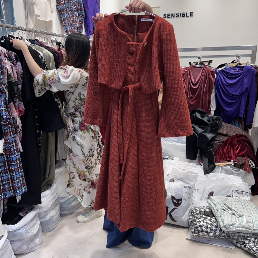 SENSIBLE韓國直郵東大門代購女裝新品職業人氣連衣裙含腰繩SENSIBLE連衣裙圖色2
