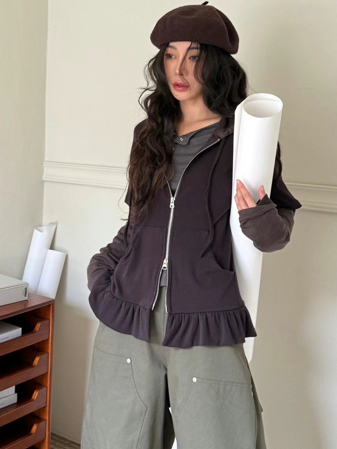 JACE LAUREN韓國直郵東大門實拍女裝新款人氣職業衛衣兜帽JACE LAUREN衛衣