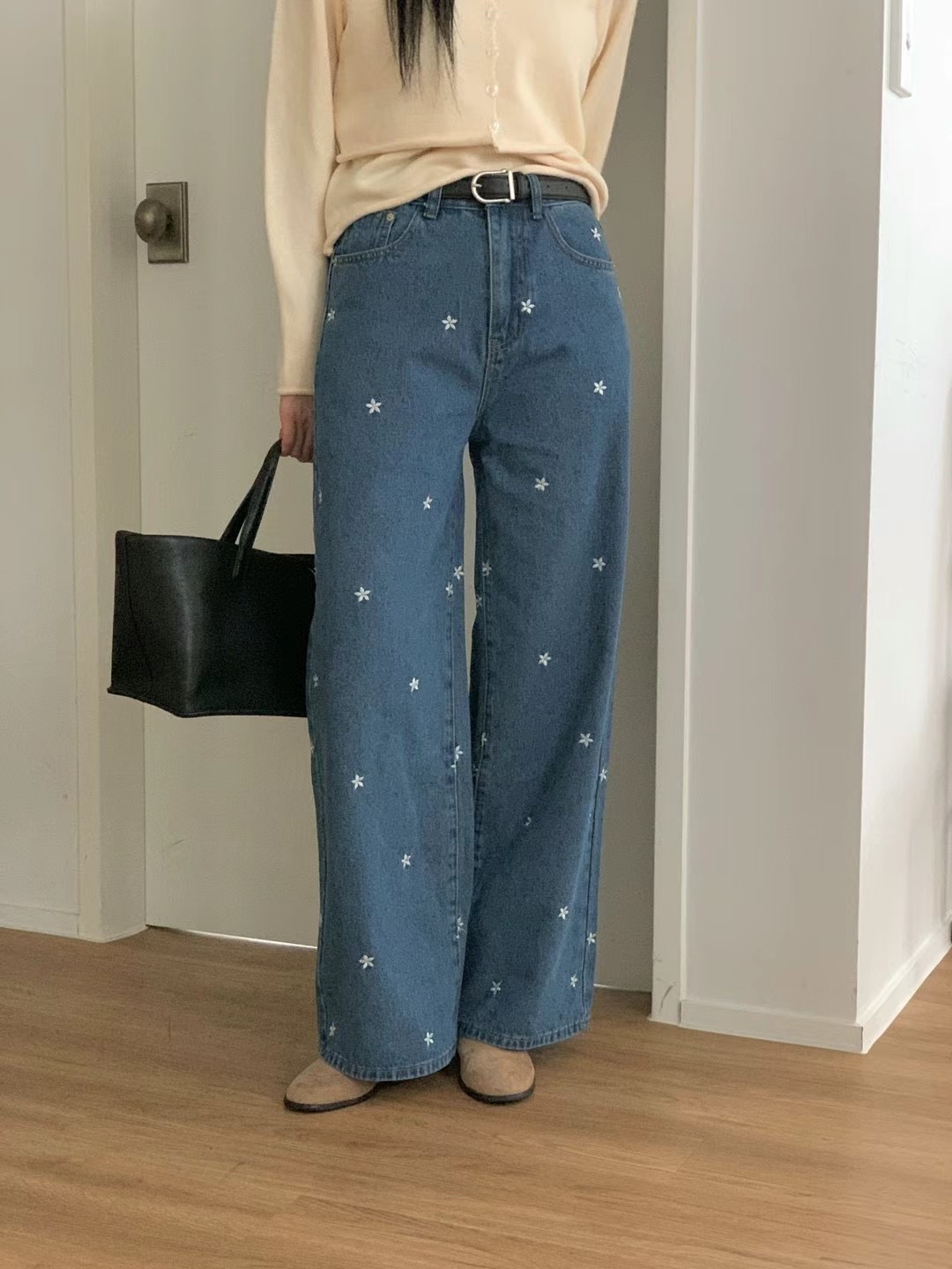 LOVEMEMORE直郵韓國代購女裝新款24秋冬時尚休閑職業牛仔褲LOVEMEMORE牛仔褲