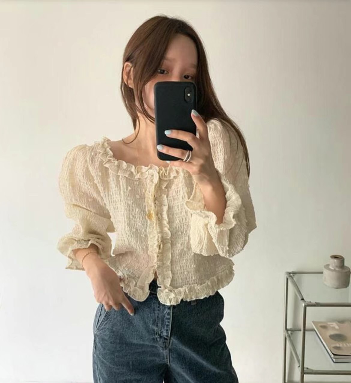 LOVEMEMORE韓國直郵東大門實拍女裝新品時尚真品襯衫蕾絲衫LOVEMEMORE-2件起襯衫/蕾絲衫圖色1