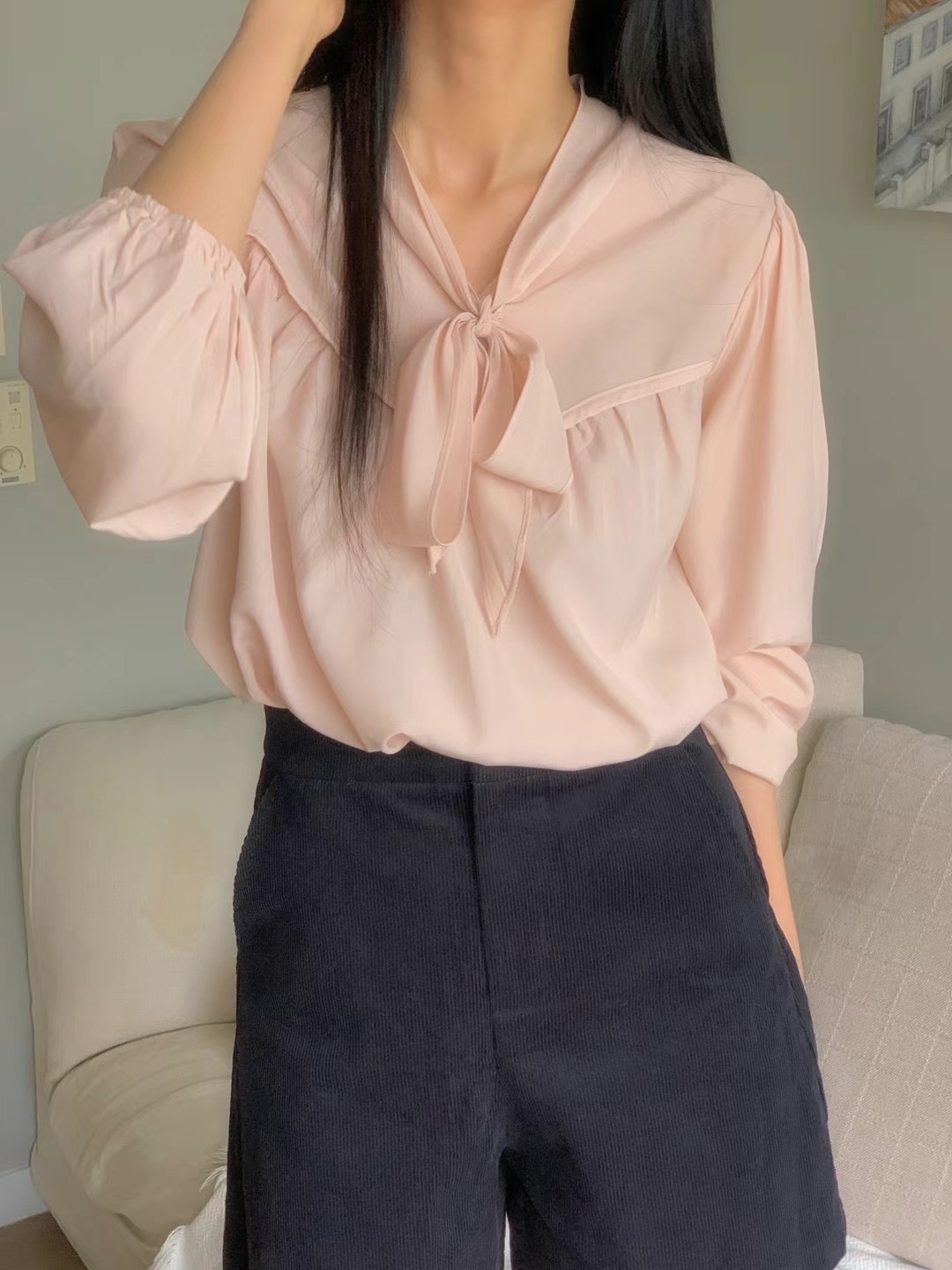 LOVEMEMORE直郵韓國代購女裝新品職業熱賣24秋冬襯衫蕾絲衫LOVEMEMORE襯衫/蕾絲衫圖色1