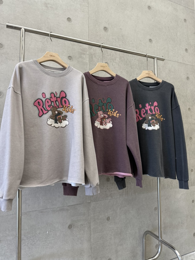 CELLI韓國直郵東大門實拍女裝新品熱賣24秋冬時尚衛衣復古CELLI衛衣